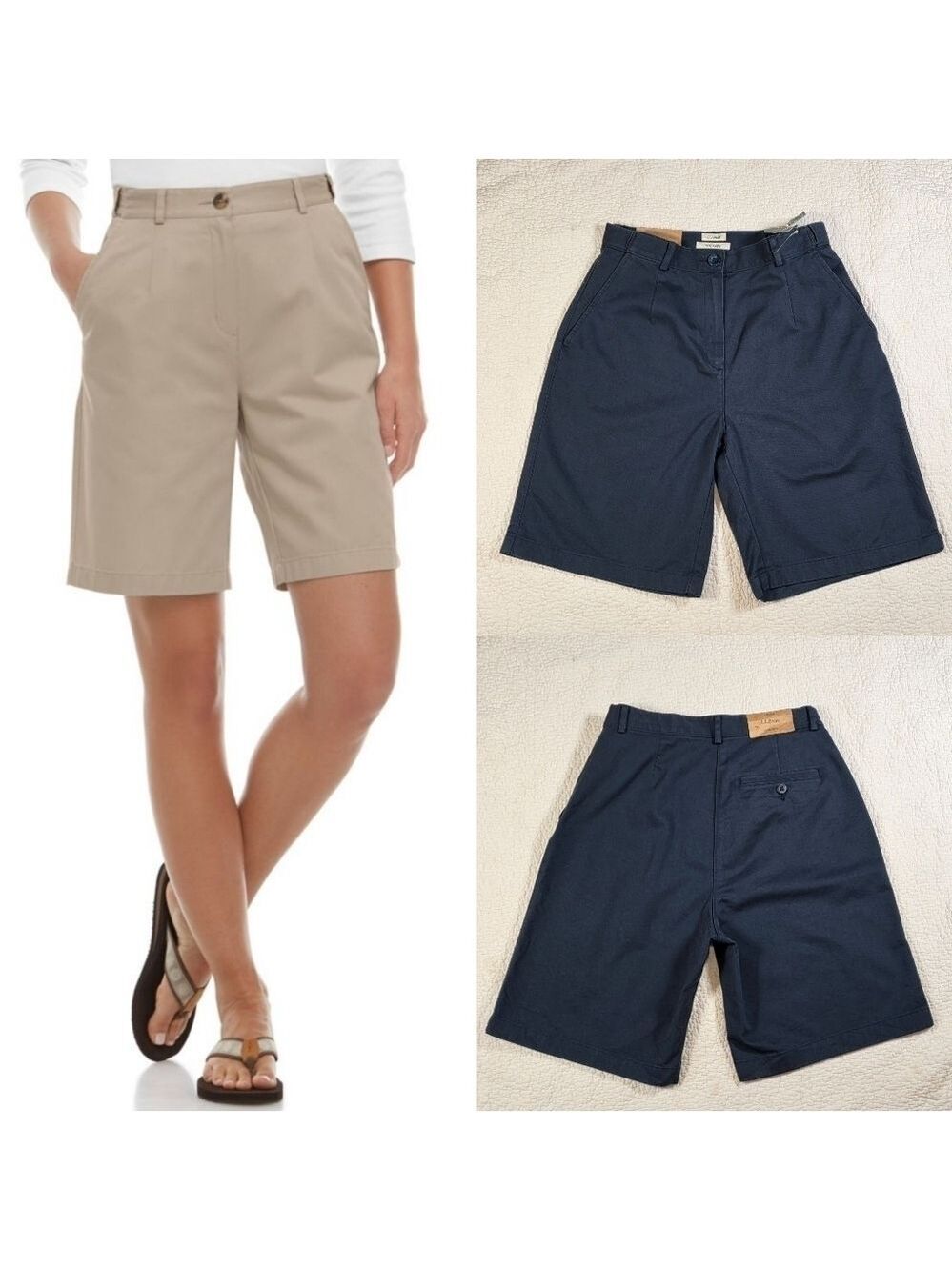 NWT L.L. Bean Wrinkle-Free Bayside, Ultra High-Rise Hidden Comfort Waist Shorts